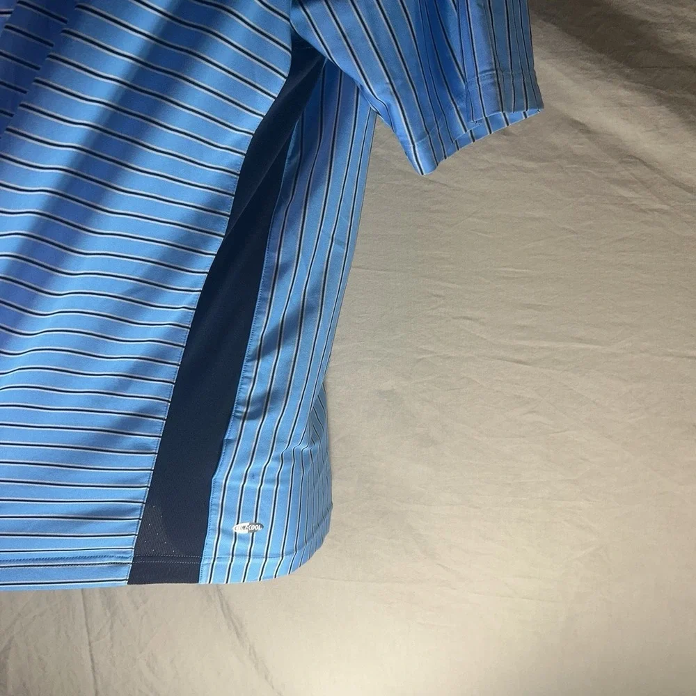 ADIDAS ClimaCool Golf Polo Blue Striped Shirt‎ Collared Mens M Medium